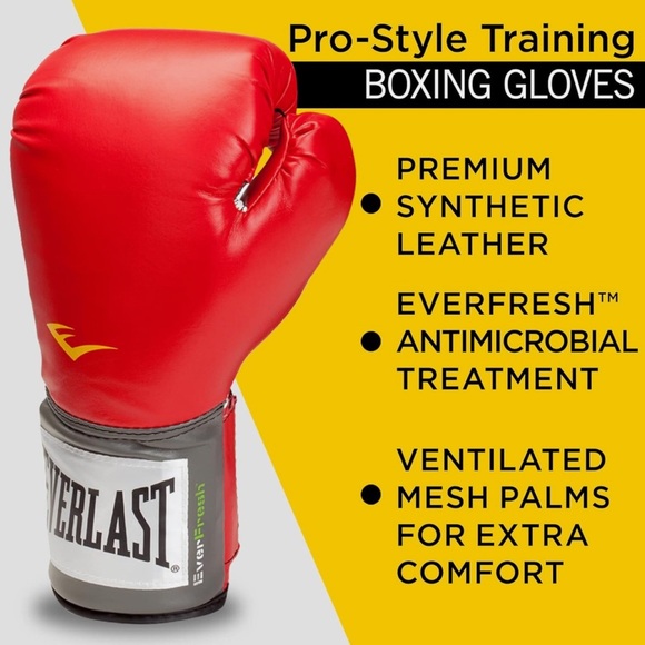 Everlast Pro Style Elite Training Gloves Red 12 oz Boxing Workout Gloves BUNDLE - Picture 2 of 16